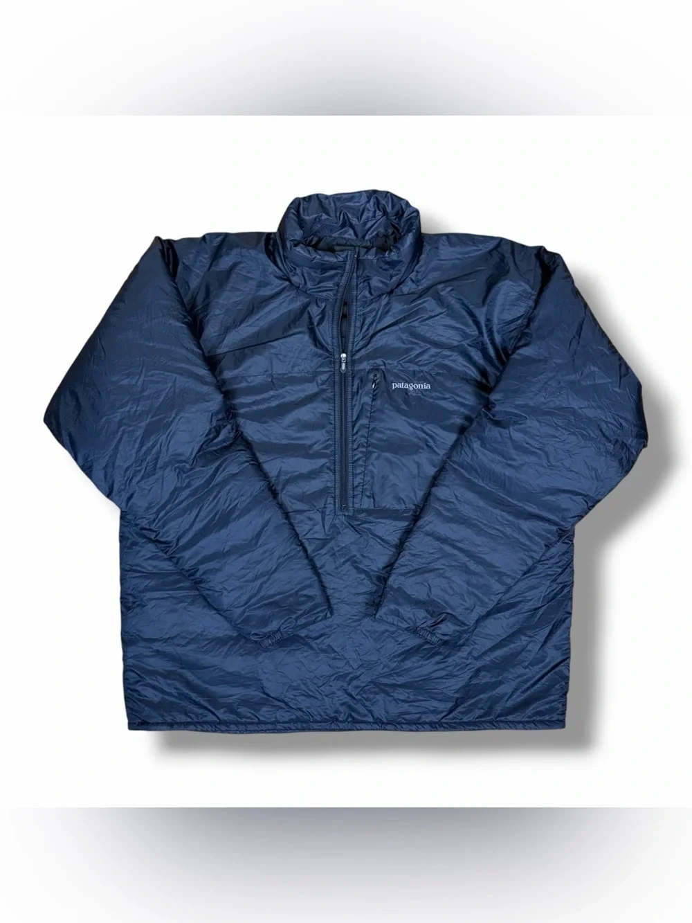 Patagonia Micro Puff Black Quarter Zip Pullover Jacket Puffer Retro Grunge Sz L